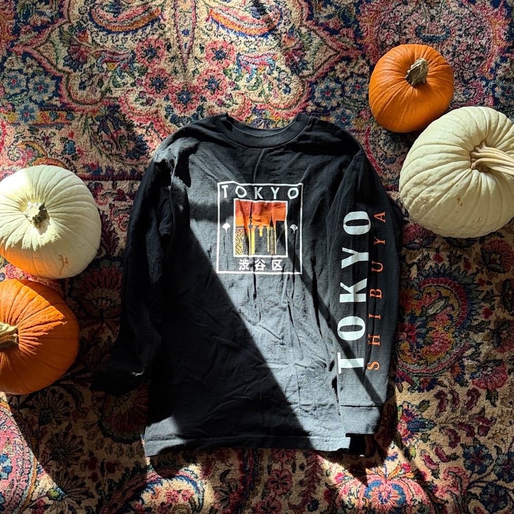Urban Outfitters Tokyo Graphic Black Long Sleeve Tee